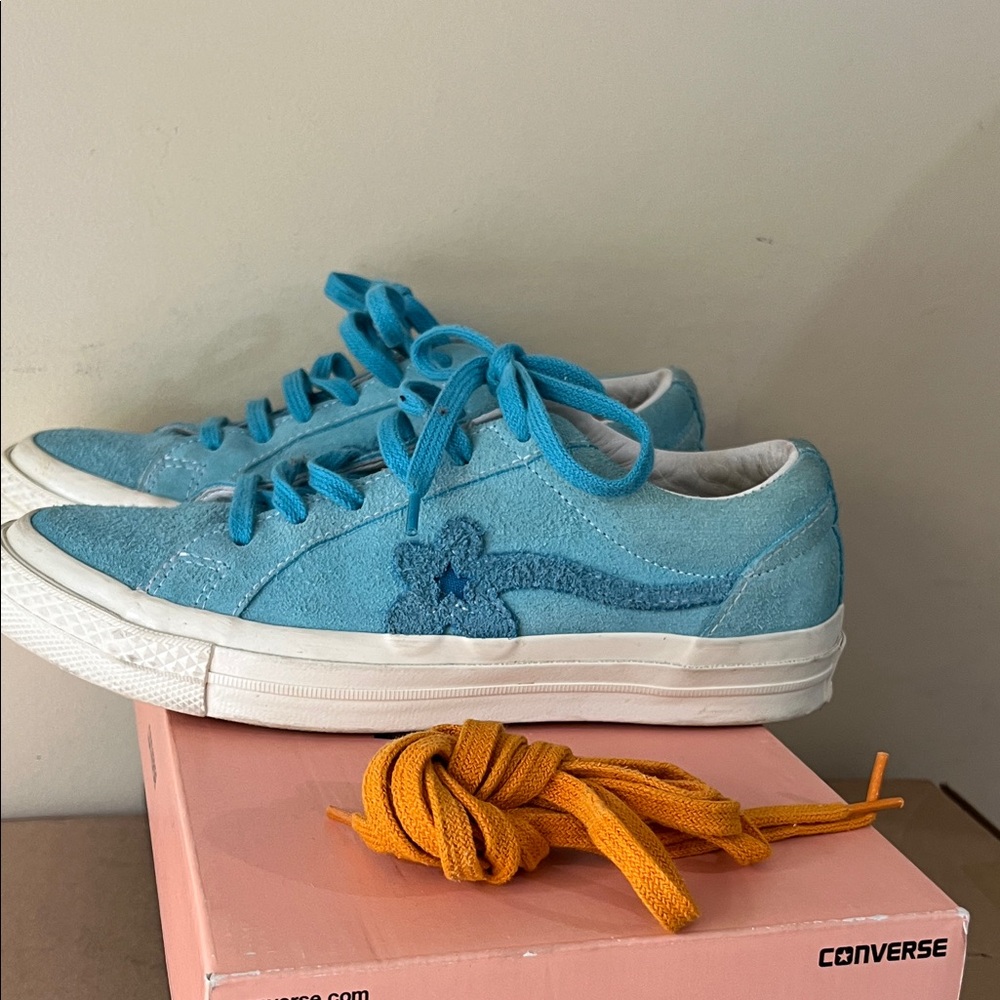 Converse Le Fleur Sneakers with Bright Orange Laces